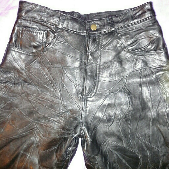 Fully lined black leather pants - Picture 1 of 3